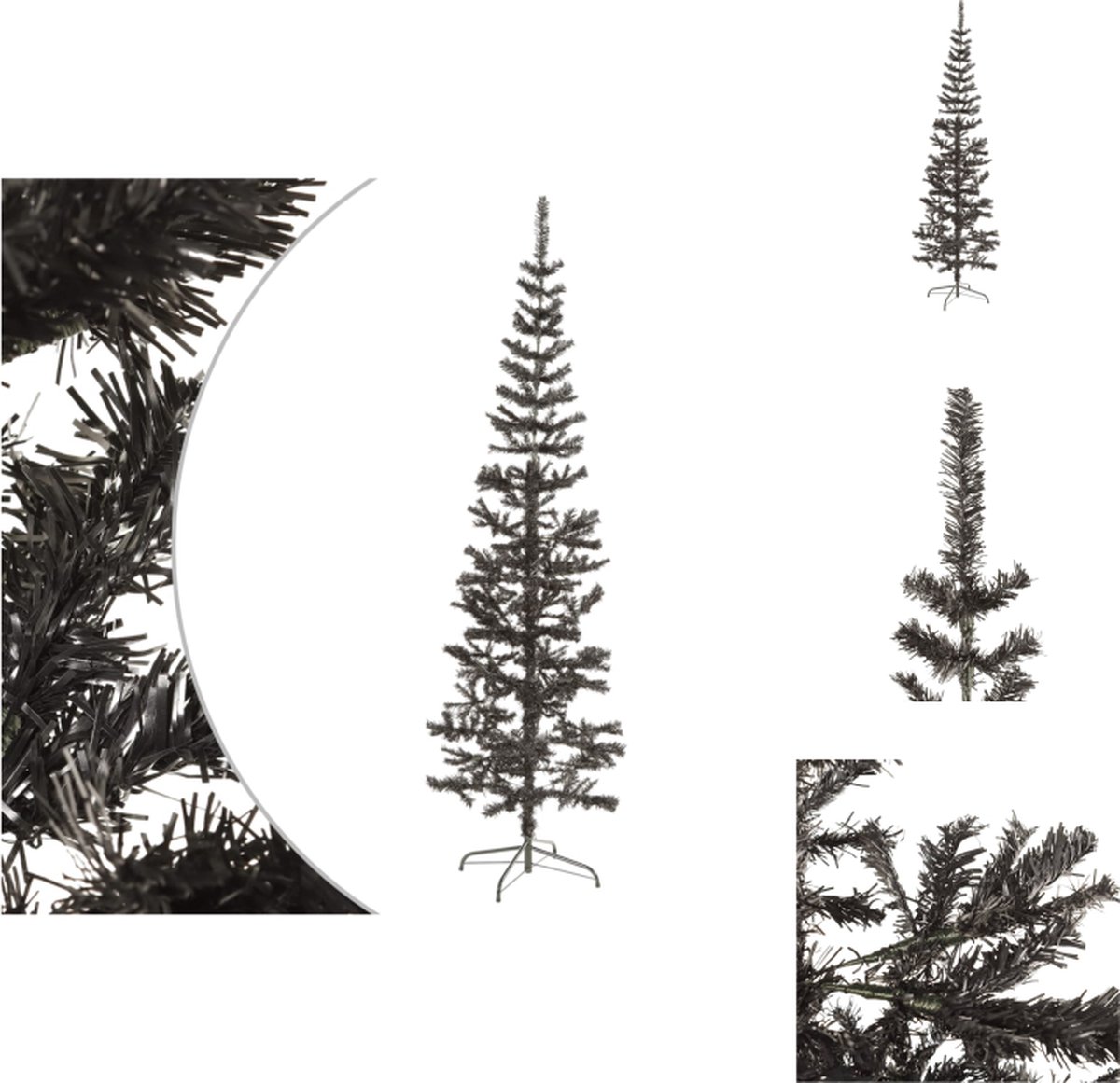 vidaXL Smalle Zwarte Kerstboom 210 cm