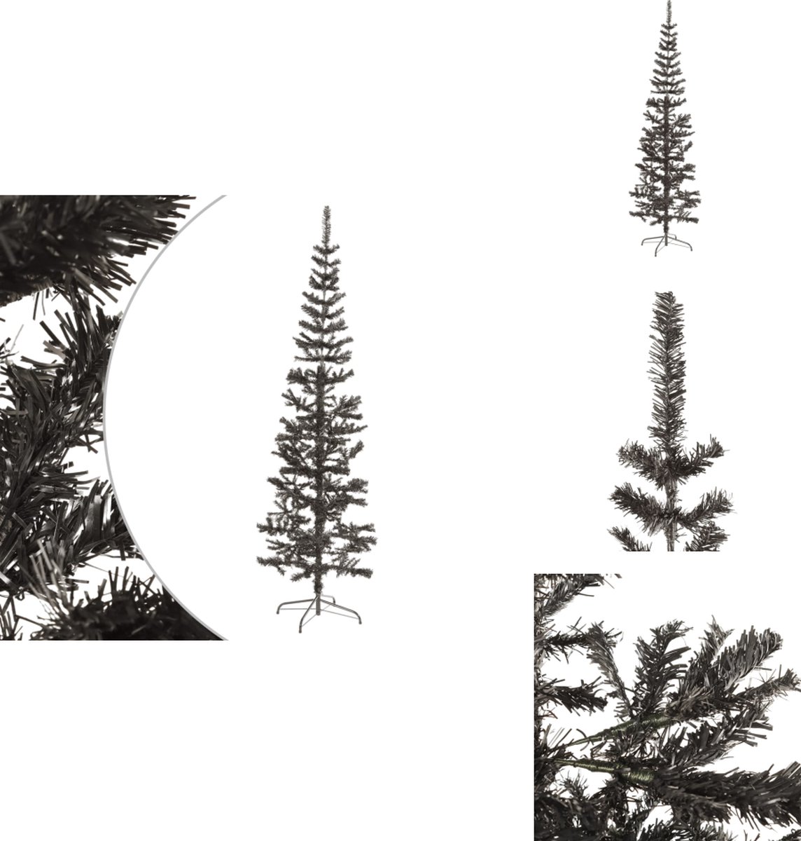 vidaXL Smalle Zwarte Kerstboom 210 cm