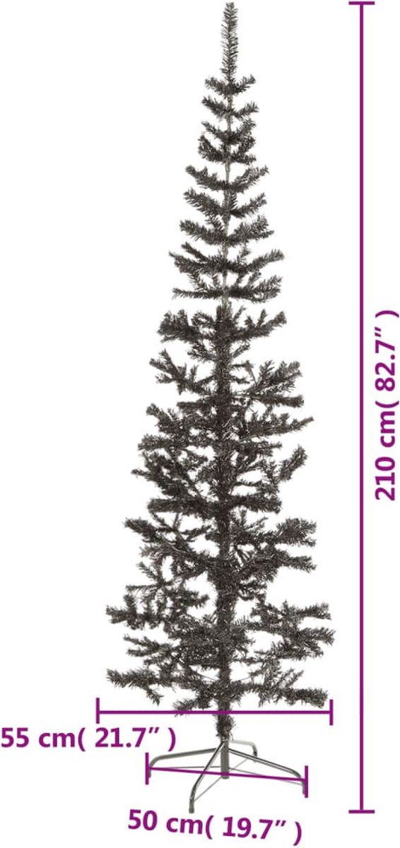 vidaXL Smalle Zwarte Kerstboom 210 cm