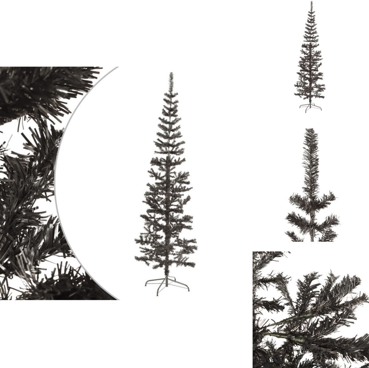 vidaXL Smalle Zwarte Kerstboom 210 cm