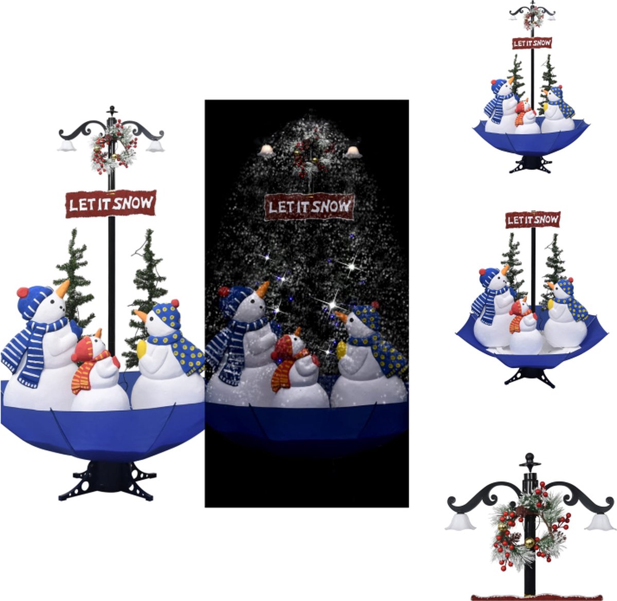 vidaXL Sneeuwende kerstboom 170 cm blauw PVC met paraplubasis