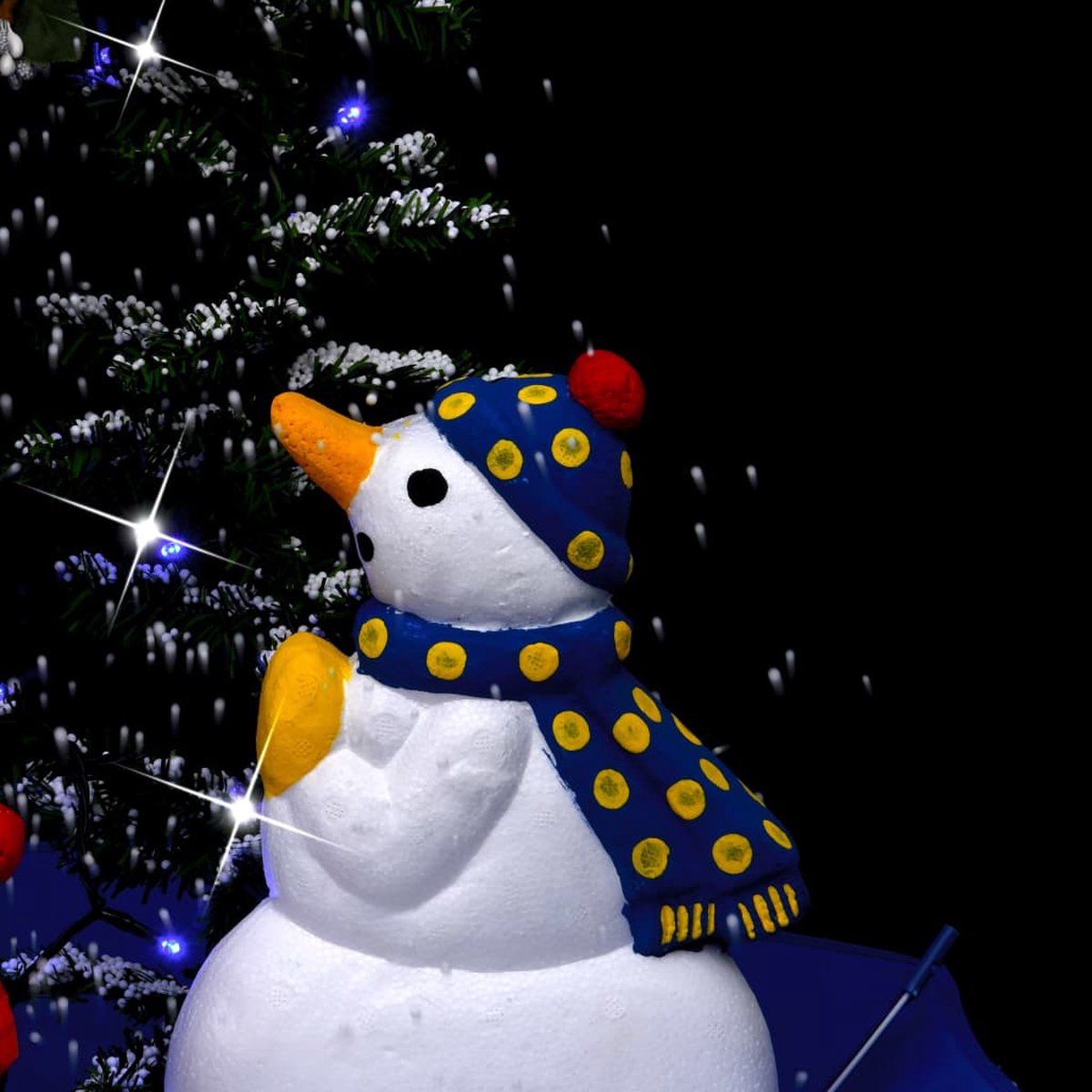 vidaXL Sneeuwende kerstboom 170 cm blauw PVC met paraplubasis