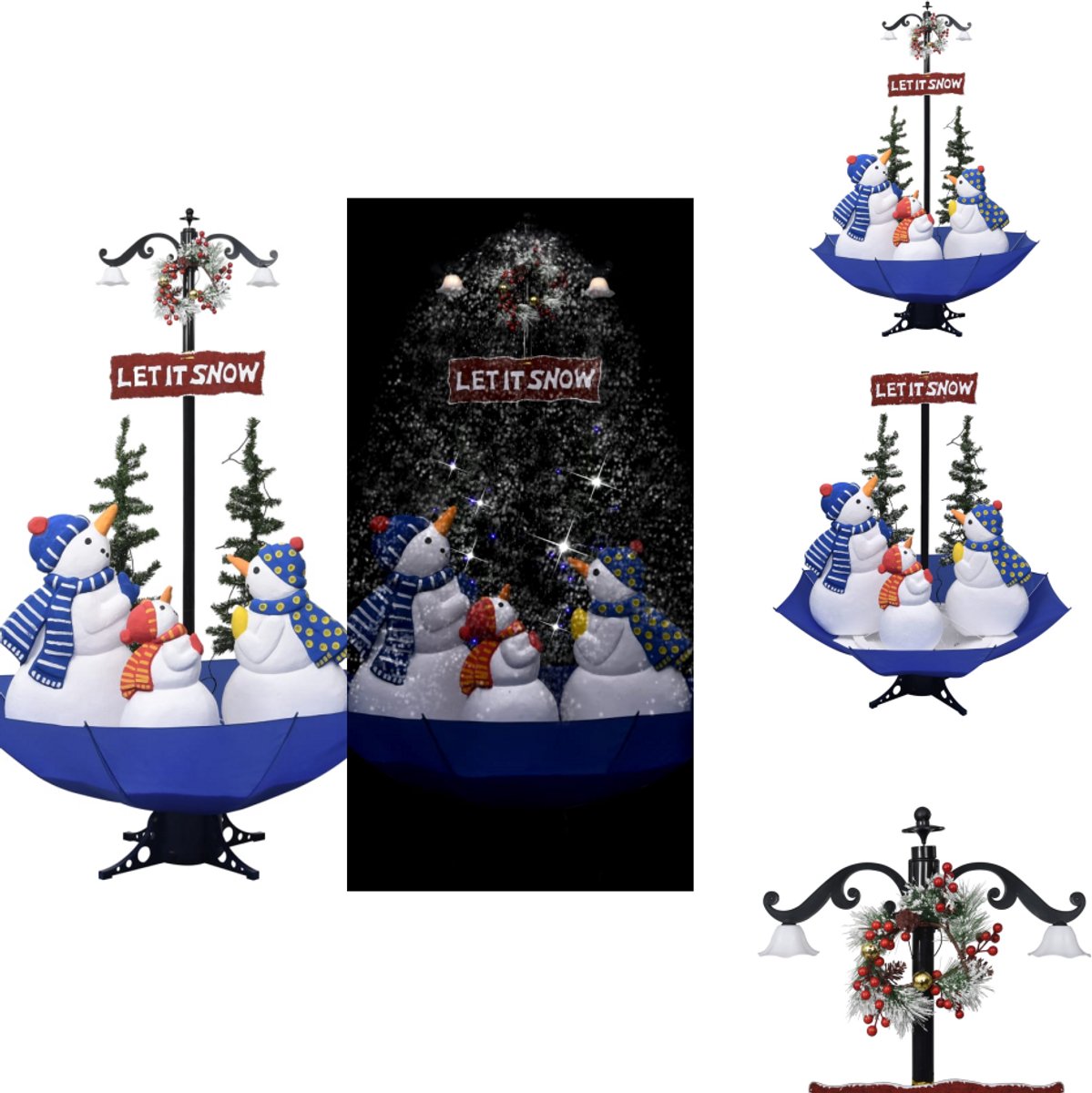 vidaXL Sneeuwende kerstboom 170 cm blauw PVC met paraplubasis