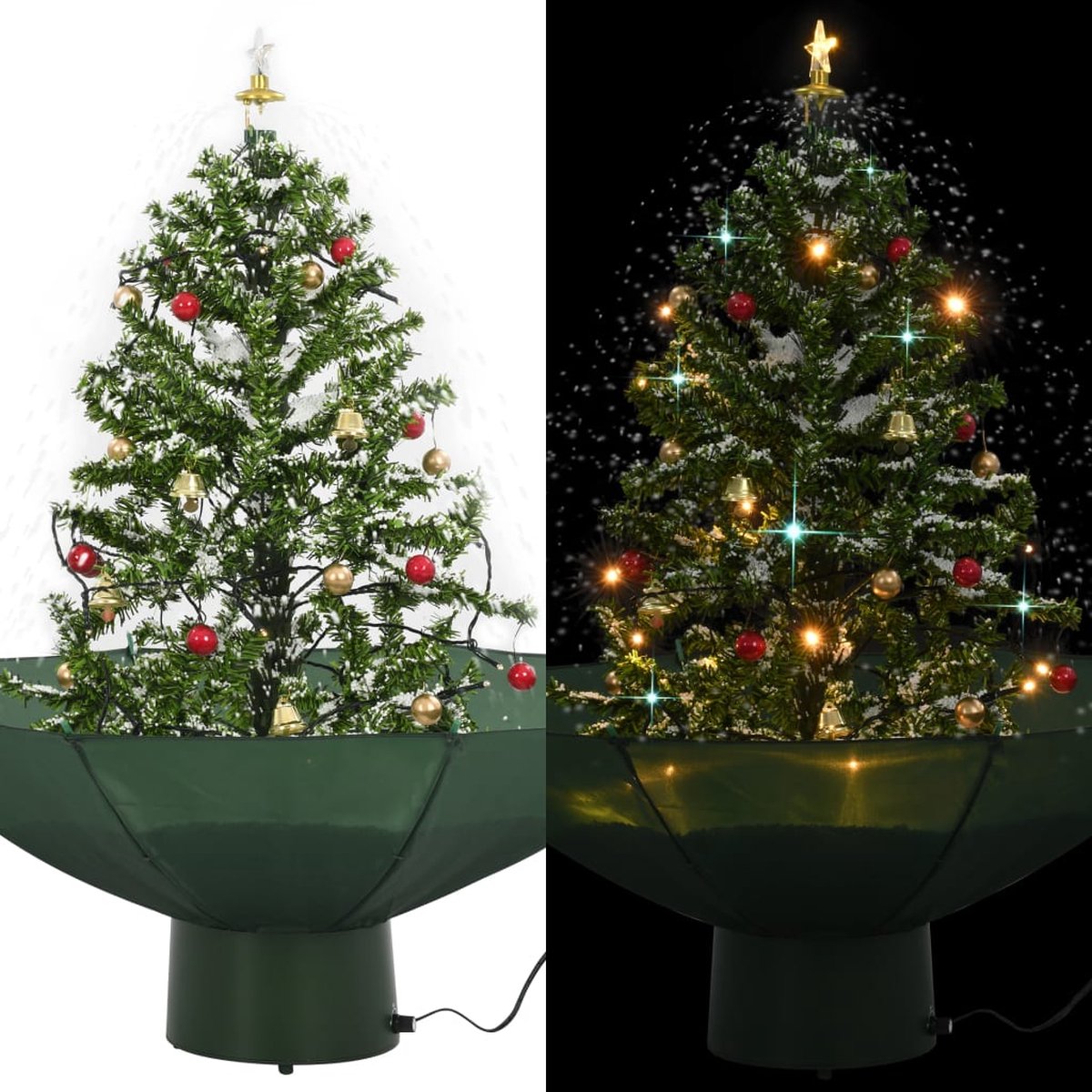 vidaXL Sneeuwende Kerstboom 75 cm groen met paraplubasis