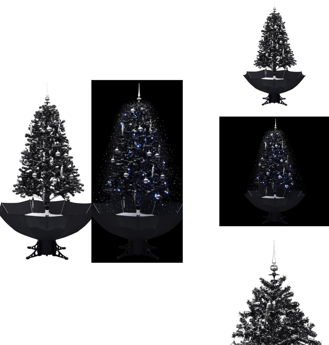 vidaXL Sneeuwende Kerstboom PVC 170 cm zwart