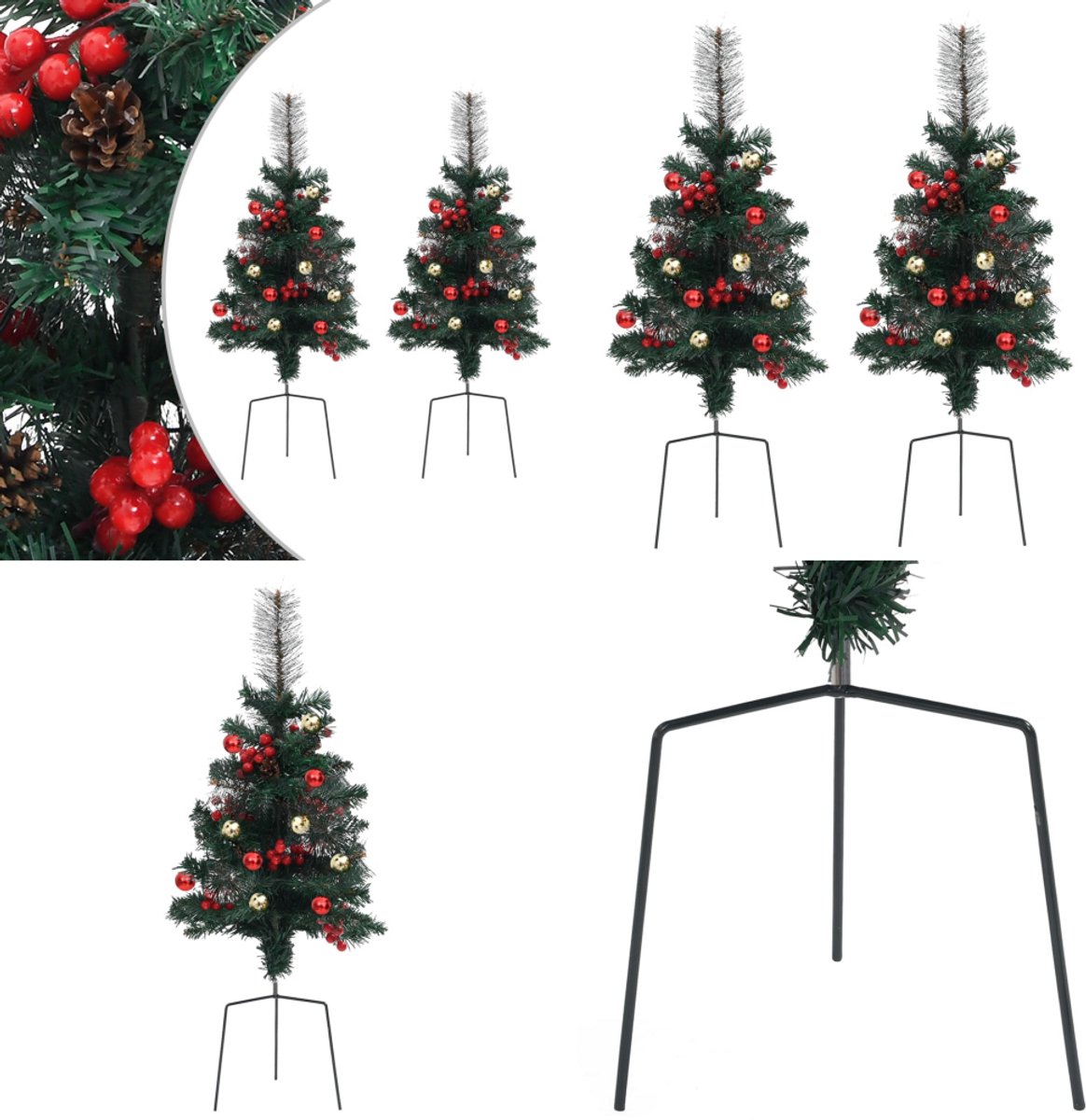 vidaXL Tuinkerstbomen 2x 76 cm PVC