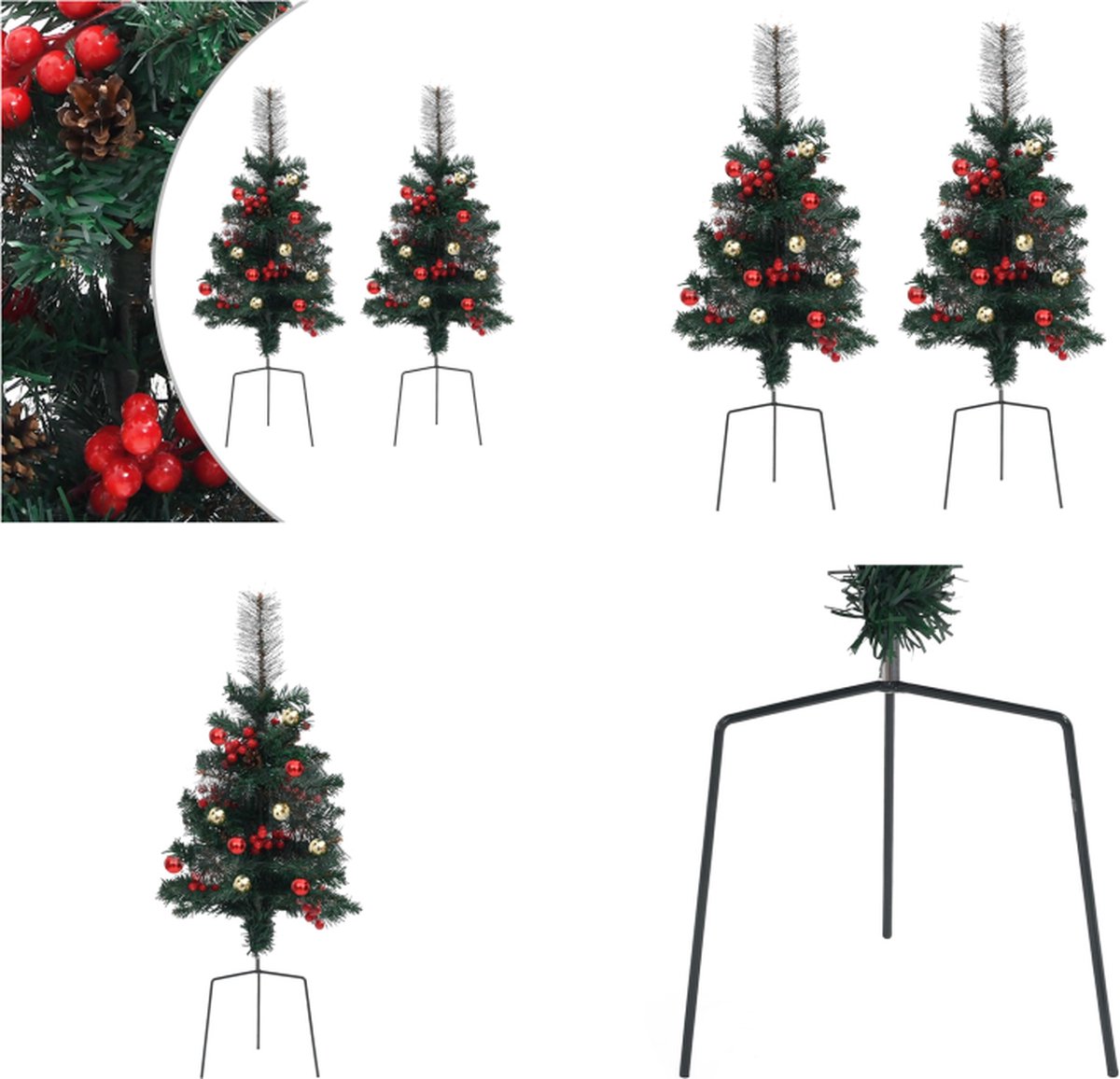 vidaXL Tuinkerstbomen 2x 76 cm PVC