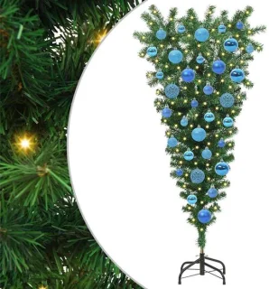 vidaXL Upside-down kunstkerstboom met ballen