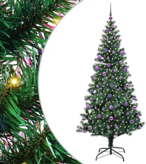 vidaXL voorverlichte kerstboom groen 210 cm PVC en metaal