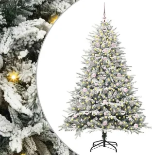 vidaXL voorverlichte kerstboom met ballenset groen 180 cm