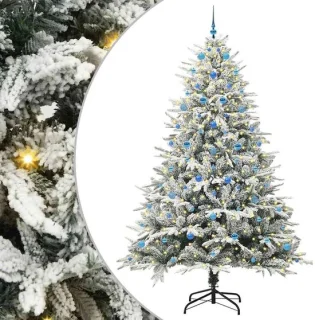 vidaXL voorverlichte kerstboom met ballenset groen 240 cm