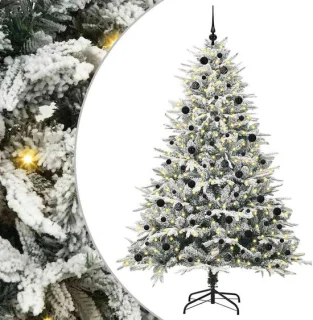 vidaXL voorverlichte kerstboom met ballenset groen 240 cm