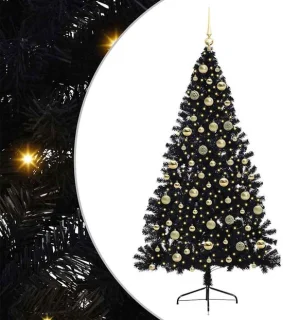 vidaXL zwarte kunststof kerstboom van 210 cm