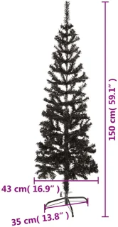 vidaXL Zwarte Smalle Kerstboom 150 cm