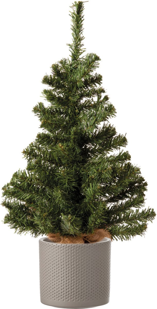 Volle mini kerstboom groen 60 cm met plantenpot