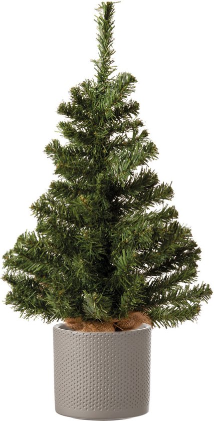 Volle mini kerstboom groen 60 cm met plantenpot