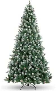 Voorgedecoreerde bepoederde kunstkerstboom 228 cm