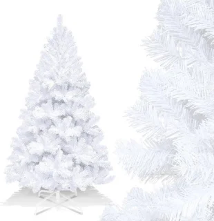 Witte kerstboom 180 cm met inklapbare metalen standaard