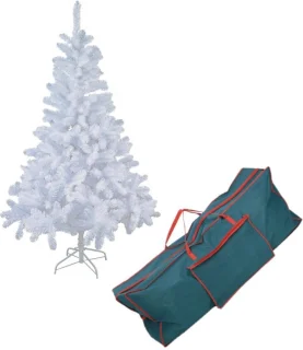 Witte kunst kerstboom 150 cm met opbergzak