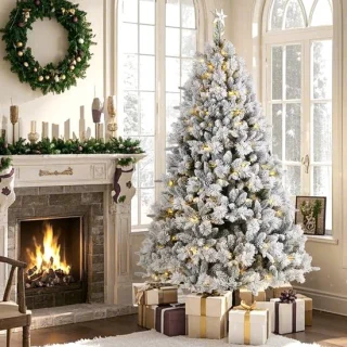 Witte kunstkerstboom 210 cm LED