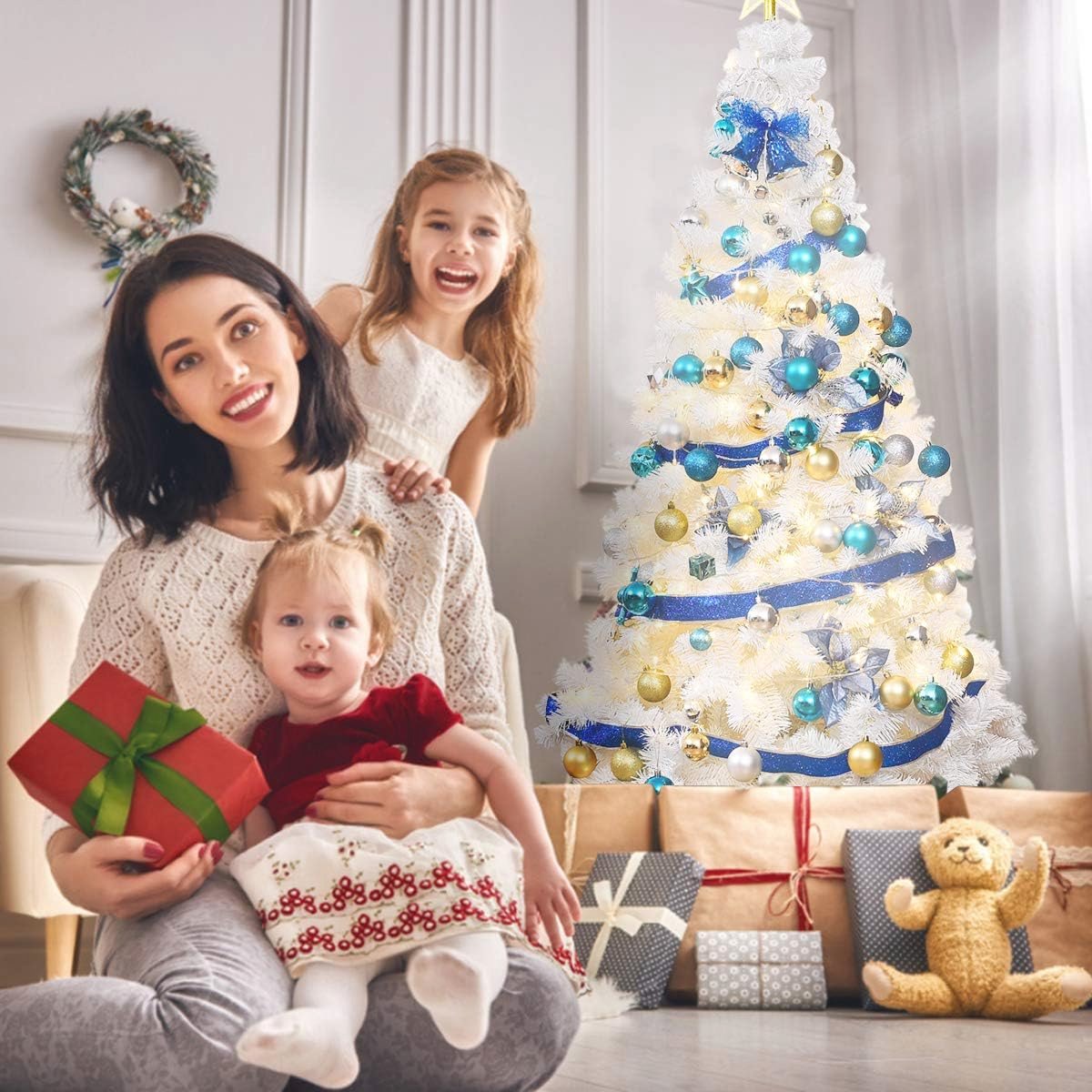 Witte Kunstkerstboom 210 cm met Stalen Standaard