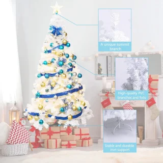 Witte Kunstkerstboom 210 cm - Stalen Standaard