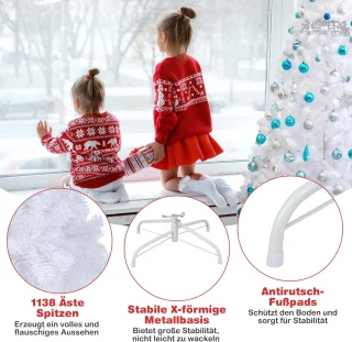 Witte Kunstkerstboom met Metalen Standaard — Diverse Hoogtes