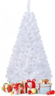 Witte kunstkerstboom met metalen standaard, sneeuwlook, diverse hoogtes