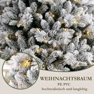 Witte kunstkerstboom met sneeuweffect, 210 cm met ledverlichting