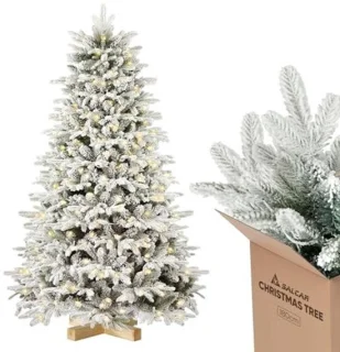 Witte kunstkerstboom met verlichting 180 cm
