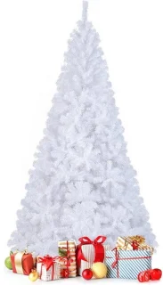 Witte sneeuw kerstboom met metalen standaard