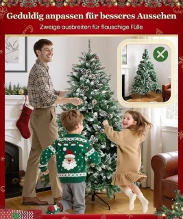 Yorbay kunstkerstboom 180 cm met dennenappels en sneeuwdecoratie