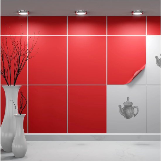 Zelfklevende Tegelstickers Rood Mat 30 Stuks