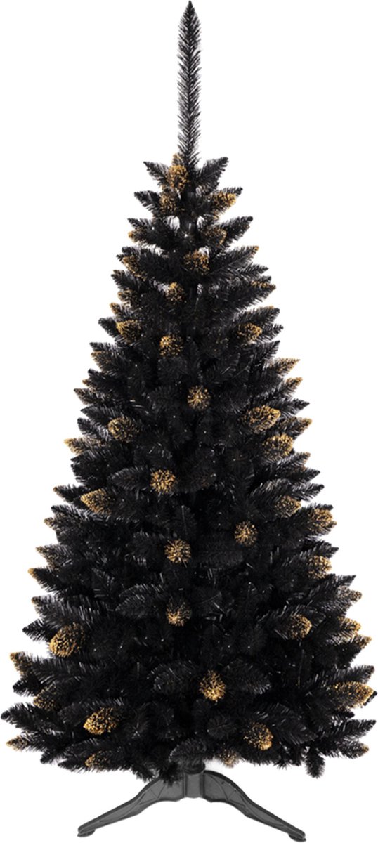 Zwart Ghanese spar kunstkerstboom goud 90 cm