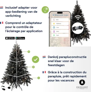 Zwarte Kunstkerstboom 150 cm