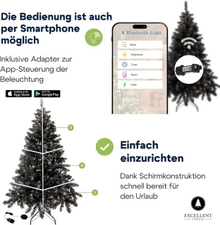 Zwarte Kunstkerstboom 150 cm