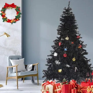 Zwarte kunstkerstboom 210 cm