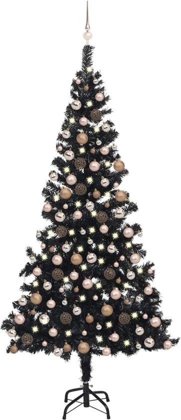 Zwarte Kunstkerstboom 210 cm PVC met LED