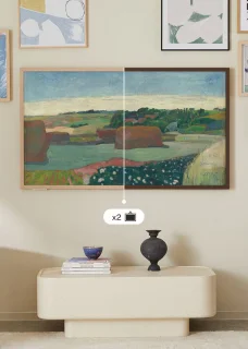 CREATE - QLED 4K 55" Smart TV met antireflectiescherm en kunstgalerij, Licht hout en donker hout framepakket - TV ART MATTE