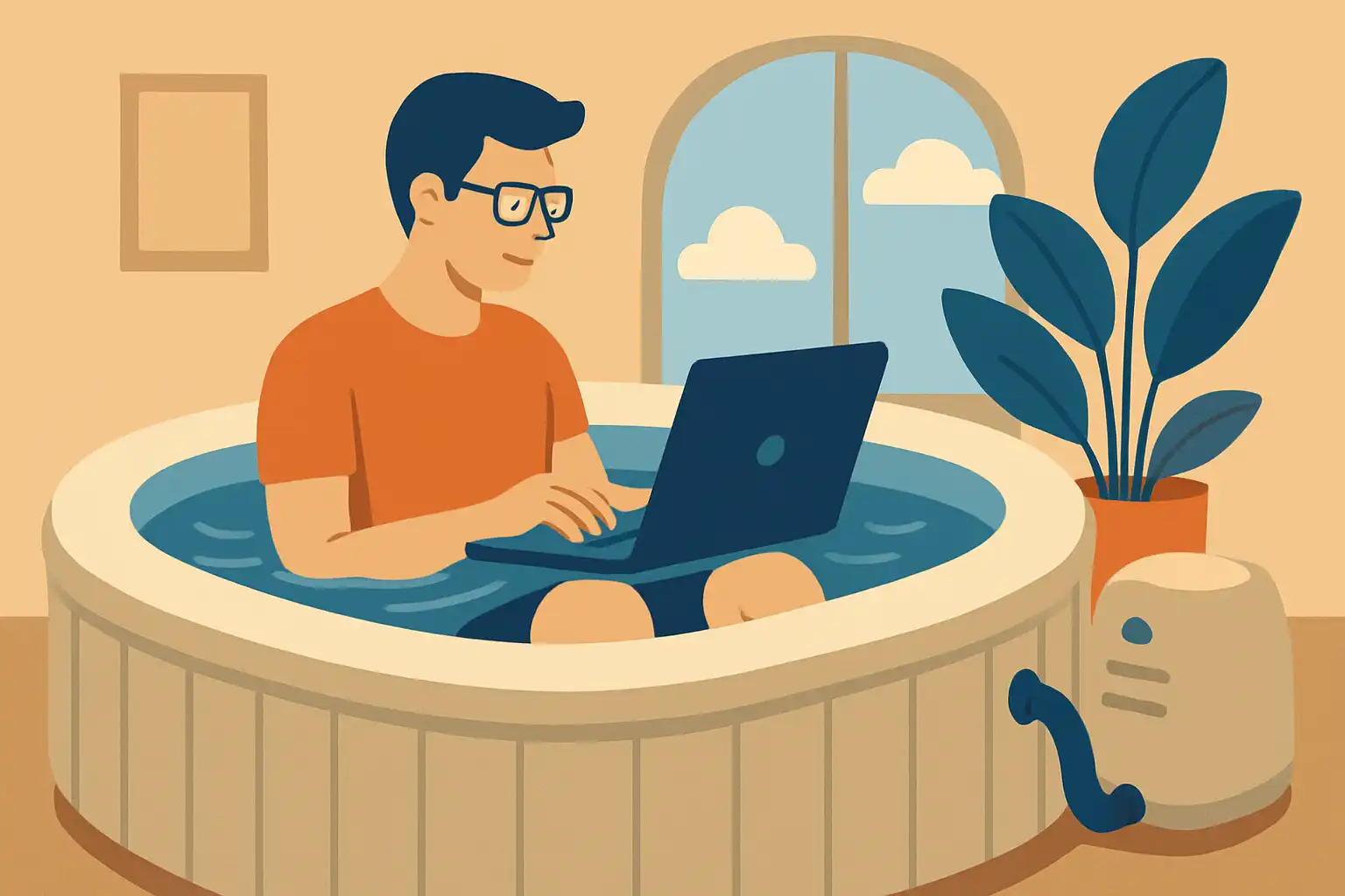 Zo gebruik je je opblaasbare jacuzzi als ultieme pauzeruimte voor thuiswerken