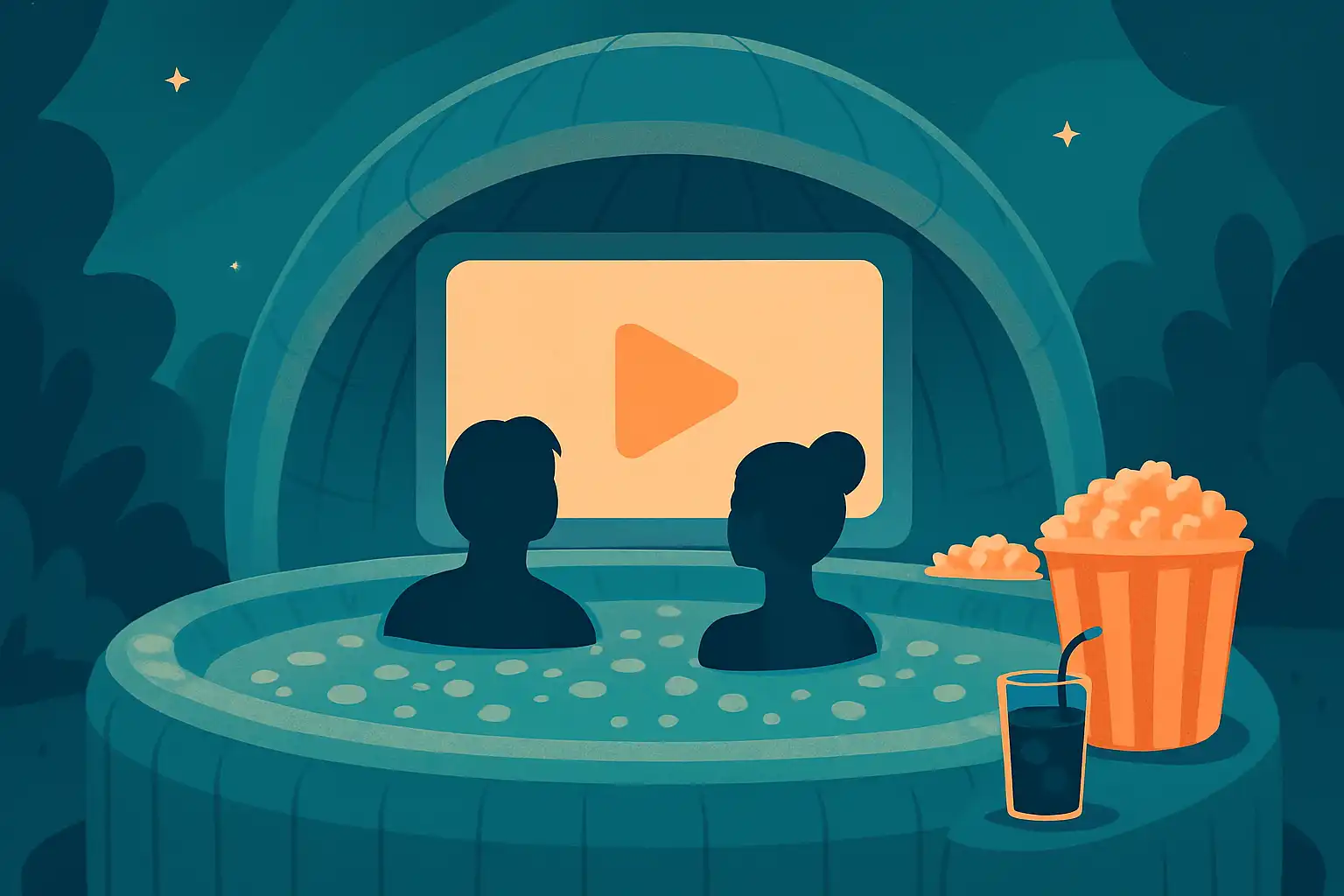 Zo organiseer je een bubbelbioscoop: filmavonden in je opblaasbare jacuzzi