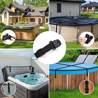 4pcs Hot Tub Cover Clips, Replacement Hot Tub Cover Latch Repair Kit with Key and Screws Accessories for Hot Tub Cover Straps