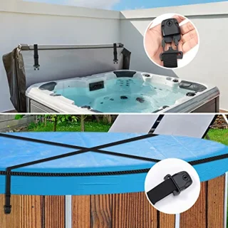 4pcs Hot Tub Cover Clips, Replacement Hot Tub Cover Latch Repair Kit with Key and Screws Accessories for Hot Tub Cover Straps