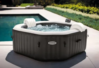 Intex PREMIUM PureSpa Jet & Bubble Deluxe Carbone + Aquatural Care Set + Wifi - 4 persoons