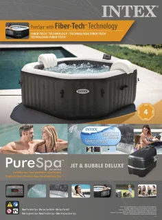 Intex PREMIUM PureSpa Jet & Bubble Deluxe Carbone + Aquatural Care Set + Wifi - 4 persoons