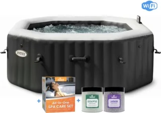 Intex PREMIUM PureSpa Jet & Bubble Deluxe Carbone + Aquatural Care Set + Wifi - 4 persoons