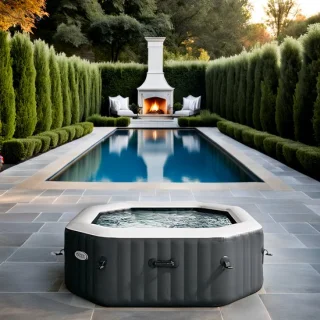Opblaasbare Jacuzzi BubbleSpa Deluxe Ø 201 x 71 cm – 4 Personen – 135 Airjets – 795L – Verwarming & Isolatie – Hometotry