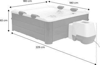 MSPA - Oslo Plus - Mspa oslo plus 6-persoons vaste spa 4 hydromassagekussens, inclusief hoes 180 cm x 65 cm
