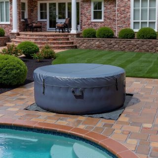 Wat vinden we goed aan de Opblaasbare Jacuzzi 193 x 193 x 68 cm – Luxe Ronde Spa voor 5 Personen, 120 Air Bubble Jets, Verwarmde Binnen- & Buitenspa met Energiezuinige Verwarming, Afdekhoes & Filtersysteem HomeByNicole