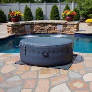 Opblaasbare Jacuzzi 193 x 193 x 68 cm – Luxe Ronde Spa voor 5 Personen, 120 Air Bubble Jets, Verwarmde Binnen- & Buitenspa met Energiezuinige Verwarming, Afdekhoes & Filtersysteem HomeByNicole review